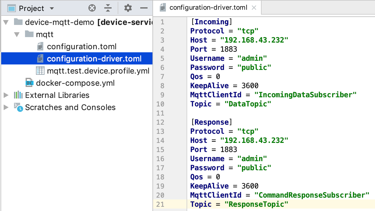 configuration.toml Incoming and Response Entries
