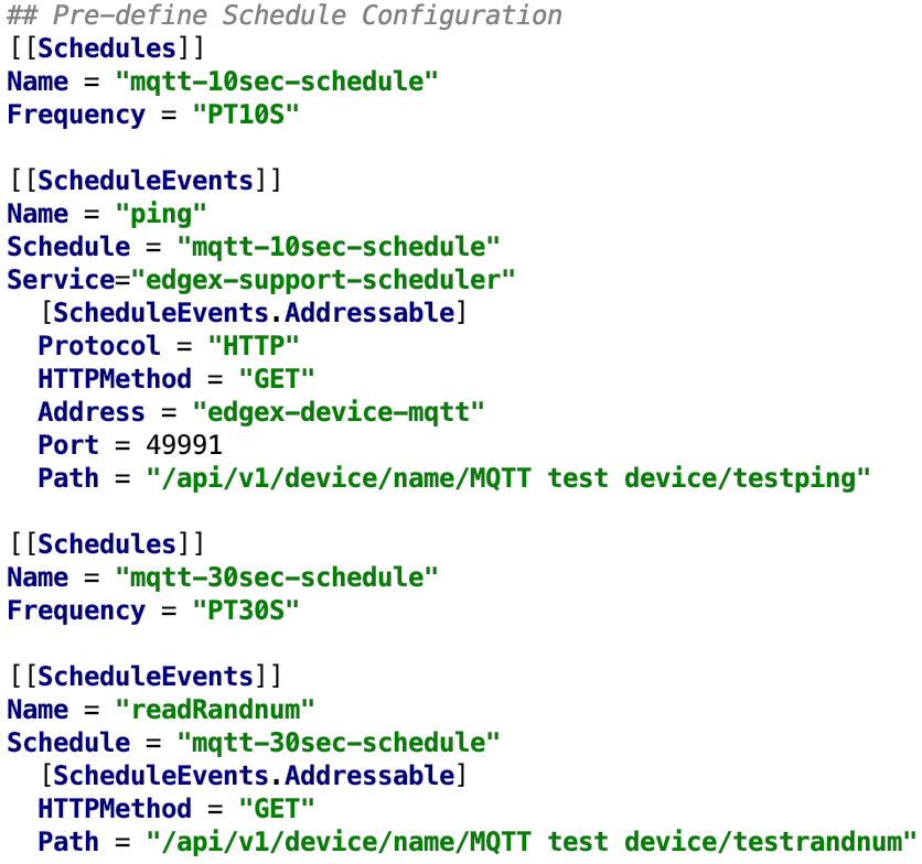 Schedule Configuration